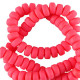Polymeer kralen rondellen 7mm - Neon coral pink